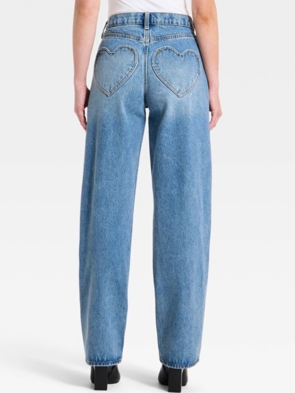 Universal Thread 90's Mid Rise Heart Pocket Baggy Wide Leg Denim Jeans 8 regular - Picture 3 of 13
